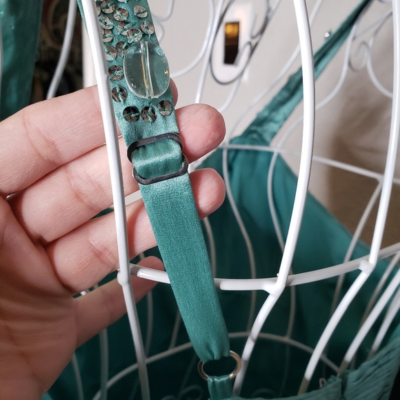 BCBGMaxAzria Sequin & Jeweled Teal Dress Size 6 - Picture 7 of 10